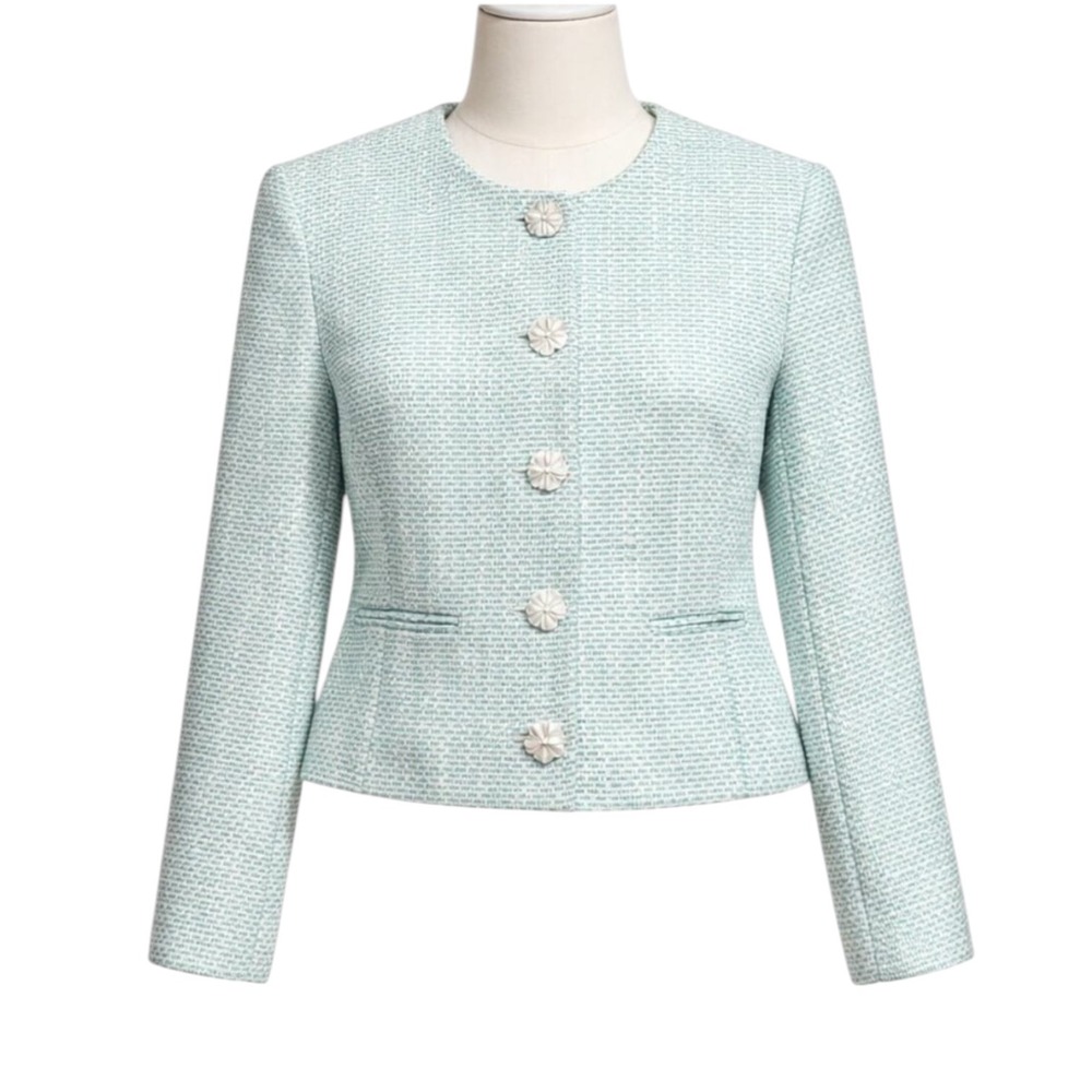 J Crew Factory Tweed Lady Jacket
Blazer Mint Green Flower
Buttons NWT 4P